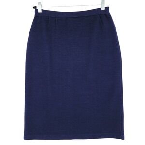 Vtg Nordstrom Town Square Pencil Skirt L Wom Navy Blue Knit Wool Capsulewardrobe